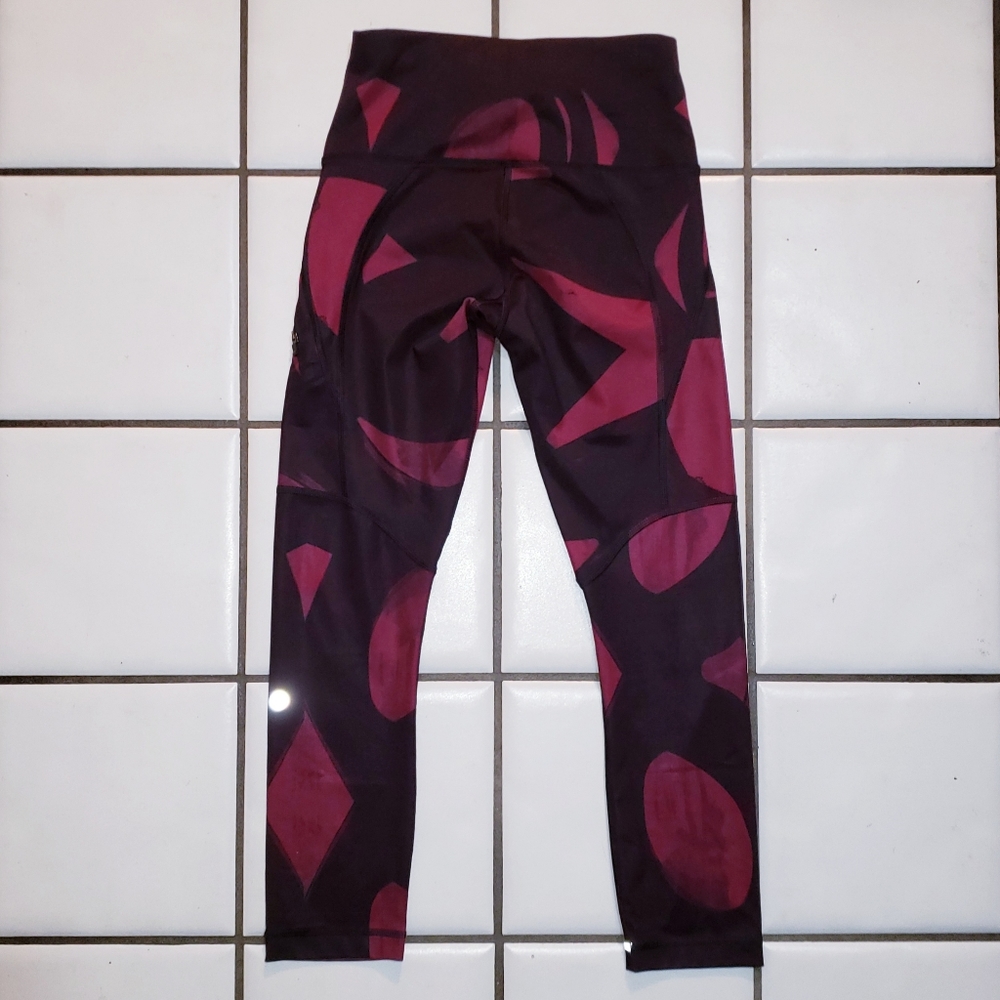 Lululemon All Sport Crop Back Spin Stroke Dashing Purple Black Leggings 2 Yoga